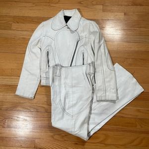 Vintage 70s White Leather Motorcycle Outfit